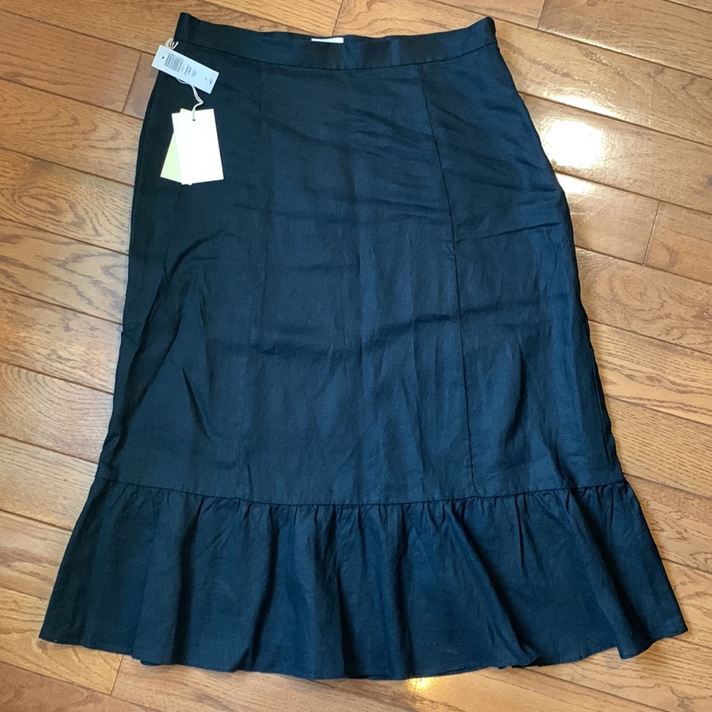 Aritzia Wilfred Chariot High-Waisted Black Linen Midi Skirt NWT - Picture 4 of 12